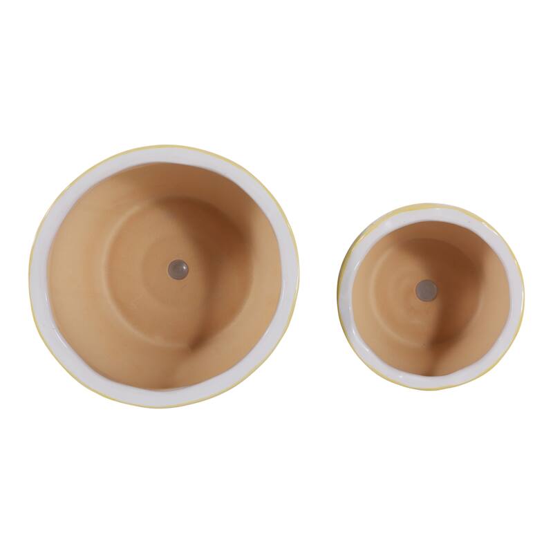 Traditional Ceramic Chinoiserie Planters - Set of 2