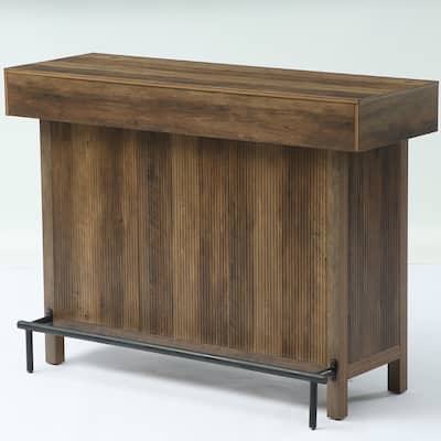 57-Inch Large Home Bar Unit, 2-Tier Mini Bar Table with Footrest for Kitchen, Home, Living Room, Counter Height Pub Table,