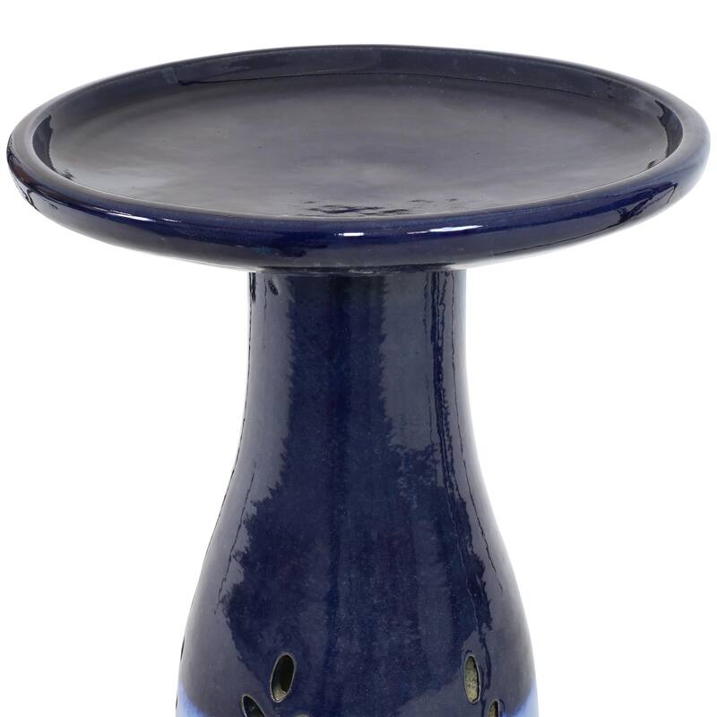 Sunnydaze Glazed Ceramic Outdoor Bird Bath - UV/Frost Resistant