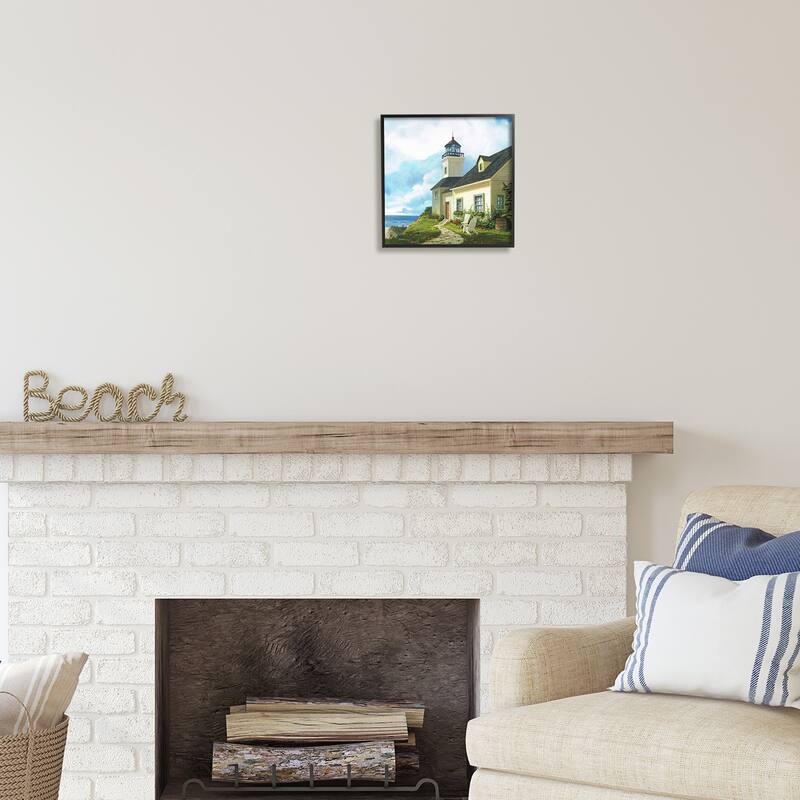 Stupell Coastal Lighthouse Beacon House Framed Giclee Art by Michael Humphries
