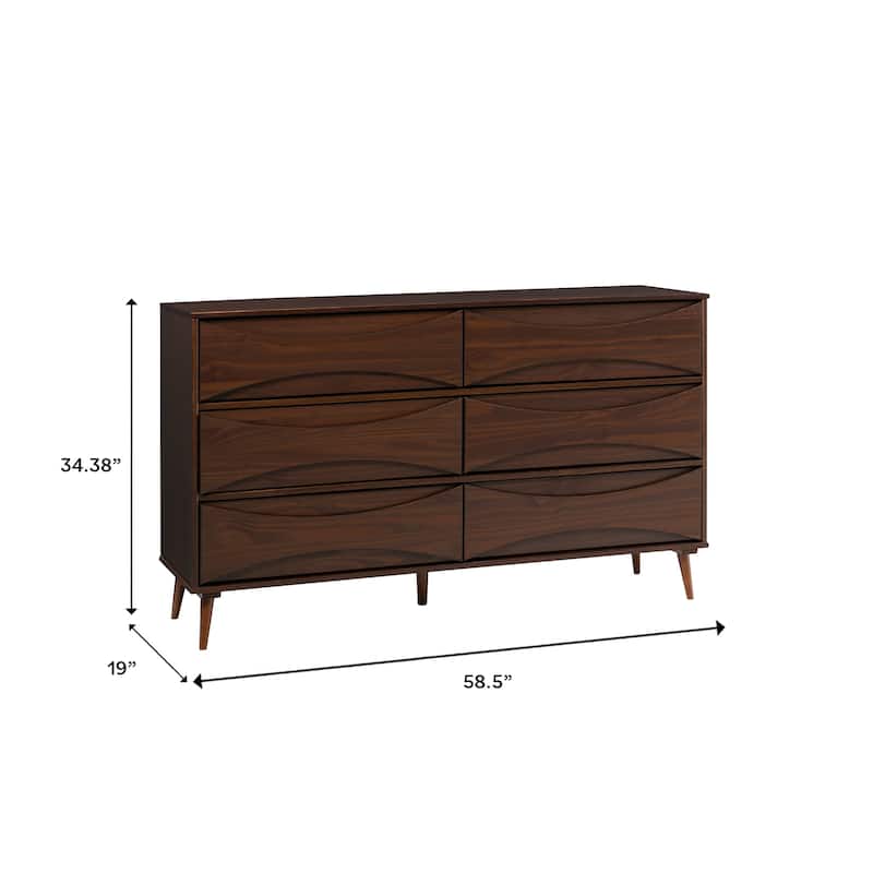 Middlebrook Designs Mid-Century 6-Drawer Solid Wood Dresser