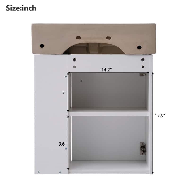 21.6" White Bathroom vanity Cabinet with Single Vessel Sink,Right Side Storage