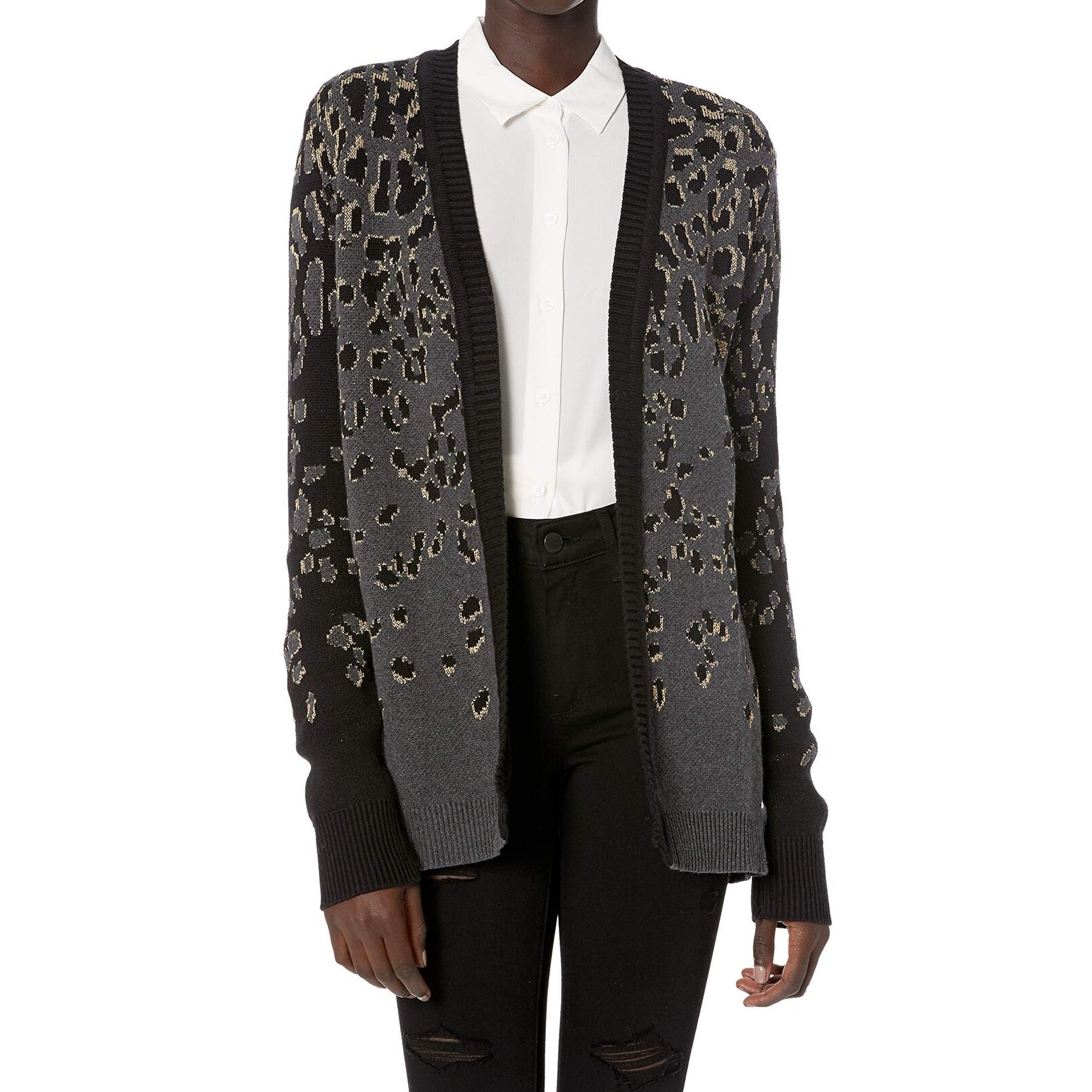 BCBGMAXAZRIA Womens Leopard Print Sweater