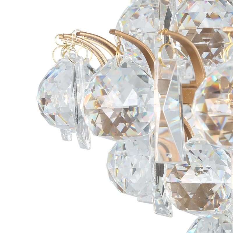 Modern Glam Tiered Crystal Globe Empire LED Farmhouse Chandelier Kitchen Island Pendant Lights for Foyer - D15" xH14.5"