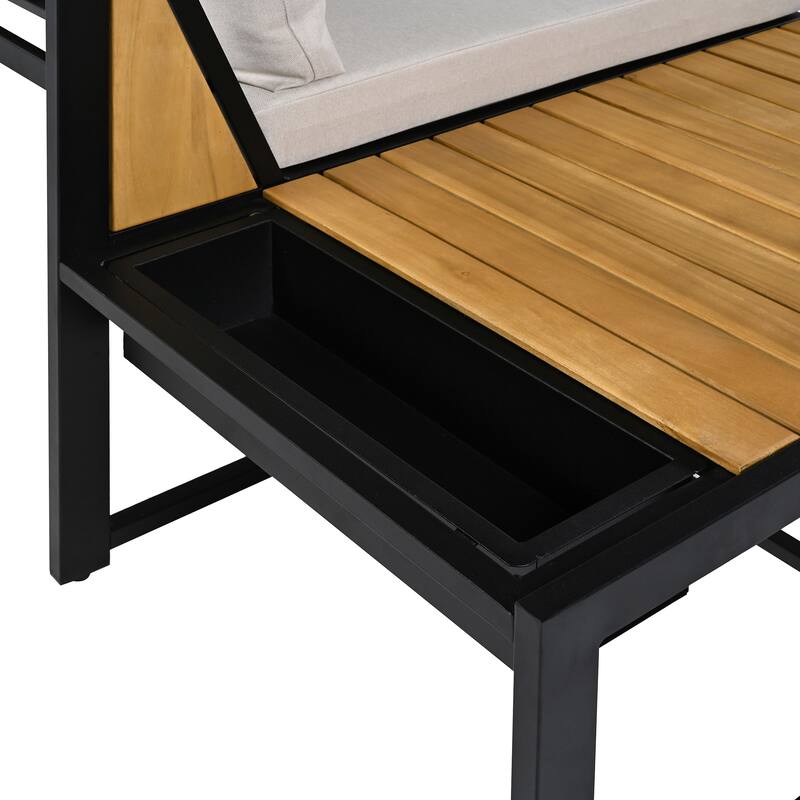 Outdoor Sofa Set L-shape Sectional with 2 Side Table and Coffee Table