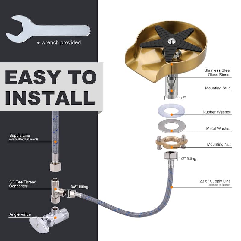 Metal Glass Rinser for Kitchen Sink