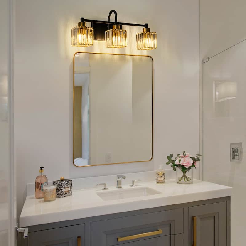3/4/5-Light Modern Industrial Dimmable Crystal Bathroom Vanity Light