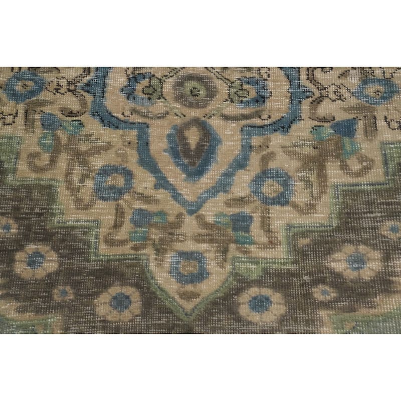 Hand Knotted Oriental 100% Wool Carpet Traditional Floral Greys & Charcoal Tabriz Area Rug - 11' 9'' X 9' 6''