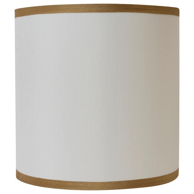 Faux Silk Drum Lamp Shade, 8" to 14" Bottom Size - 12" - Off White, Gold