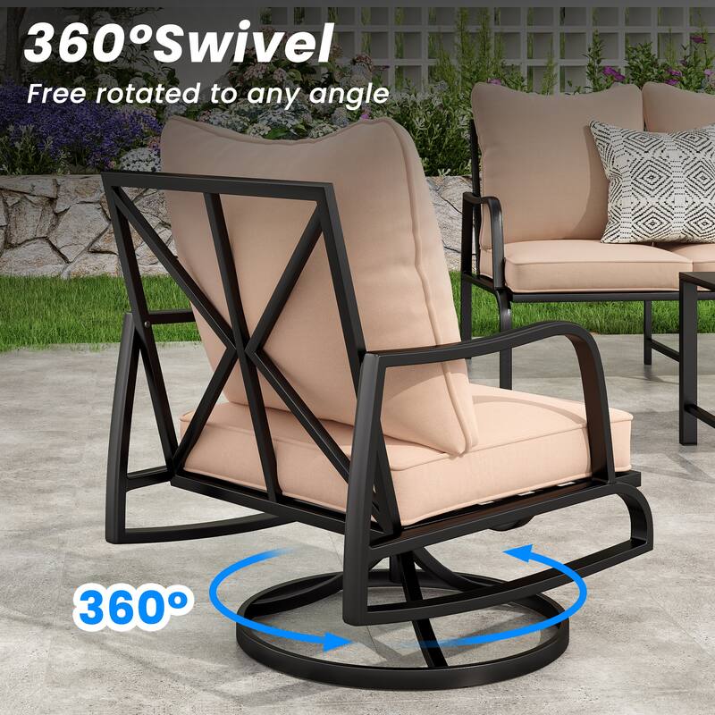 Set of 2 Patio Furniture, Outdoor Swivel and Rocking Patio Chairs