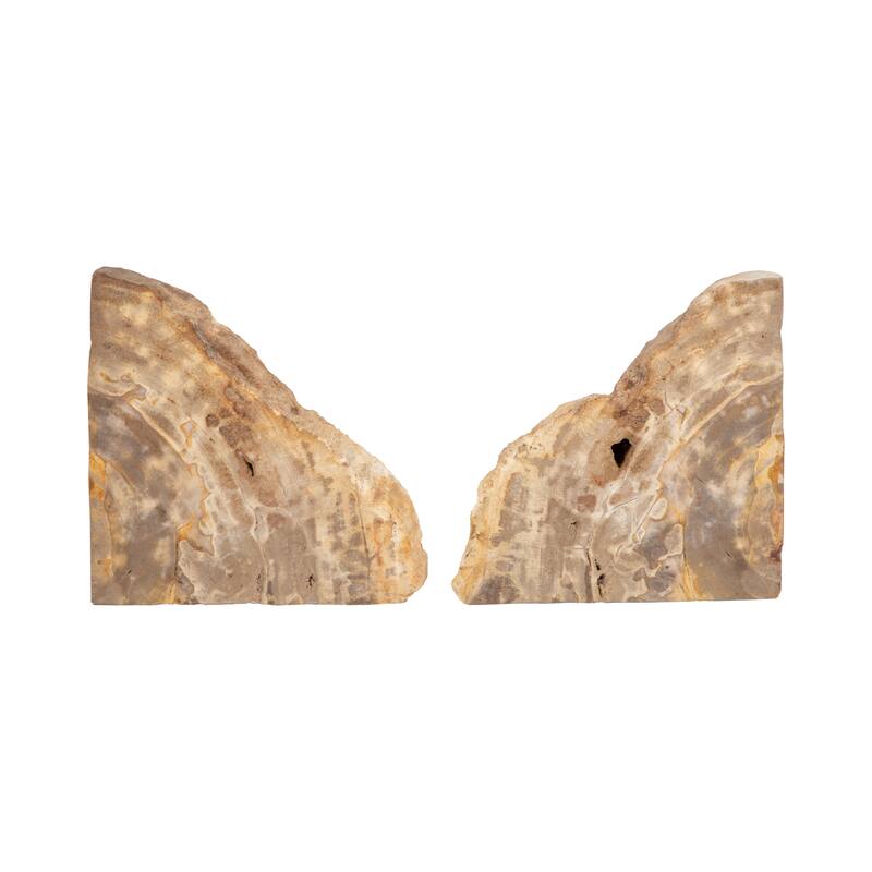 Modern Natural Wood Grain Book Ends -6", Brown - 6" x 2" x 6"