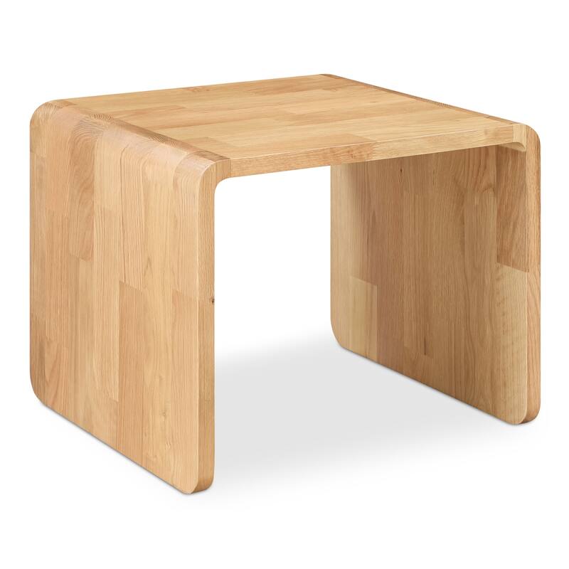 NADAAL STUDIOS Marenith Side Table, C-Side Solid Walnut Curved Edge Reversible Use, Walnut Brown