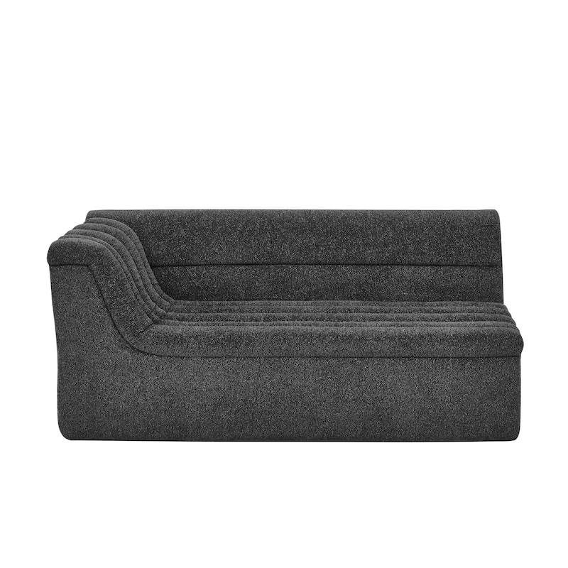 Chenille Upholstered Boneless Couches L-shaped Modular Sectional Sofa with Chaise and Wave-Shaped Armrest for Living Room