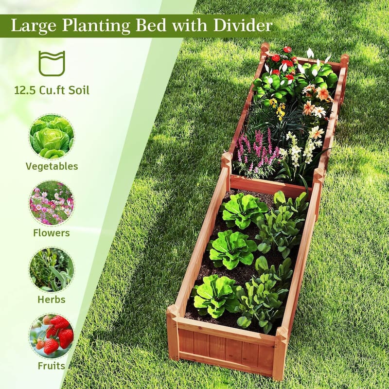 Costway Wooden Raised Garden Bed Outdoor Rectangular Planter Box with - See Details
