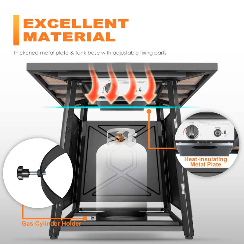 Outdoor 28 Inch 50,000 BTU Propane Gas Fire Pit Table with Cover