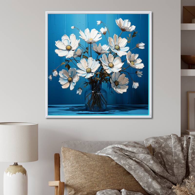 Designart "Orange And Grey Vectors I" Abstract Shapes Framed Canvas Prints - 24 in. wide x 32 in. high - Gold