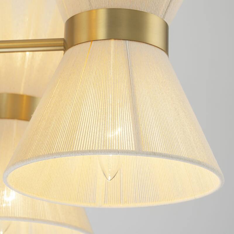Halia 10 - Light Hand-woven Ivory Rope Hourglass Chandelier - 26 in. W x 86.6 in. H