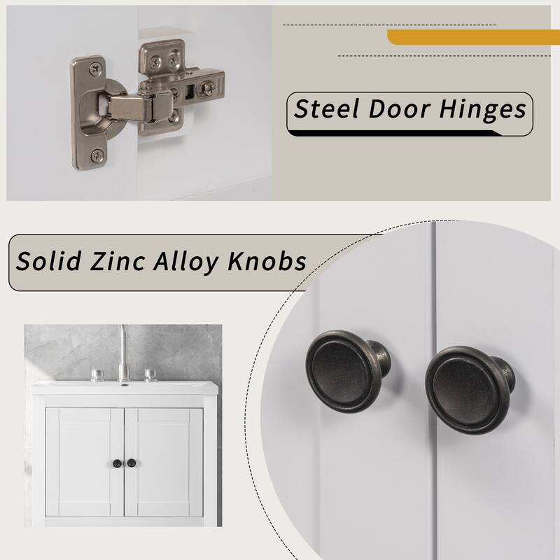 MDF Freestanding Bathroom Vanity Without Counter Top in Brown, Bathroom Storage Cabinet with Doors and Open Shelf - 24" x 18"