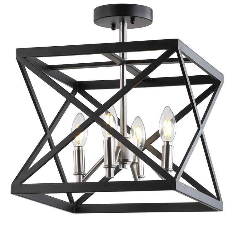 SAFAVIEH Lighting Maebell Flush Mount - Black - 13" x 13" x 15.5" - 13" x 13" x 15.5" - Black/Nickel - 13Wx13Dx16H