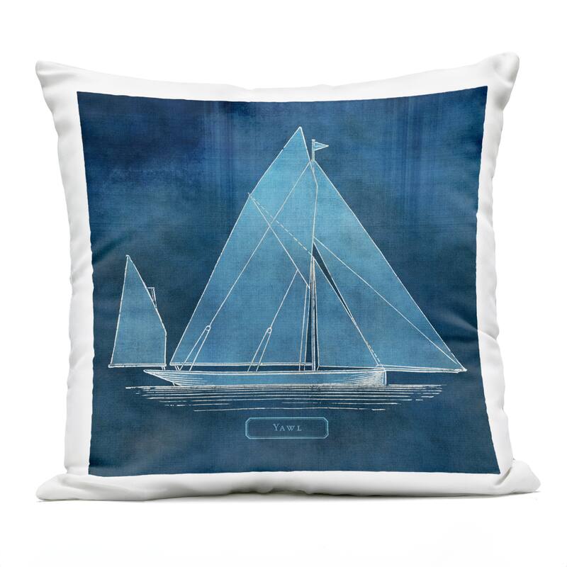 Stupell Maritime Yawl Sailboat Printed Outdoor Throw Pillow Design by Susan Arnot - Accent - Polyester - Blue - Single
