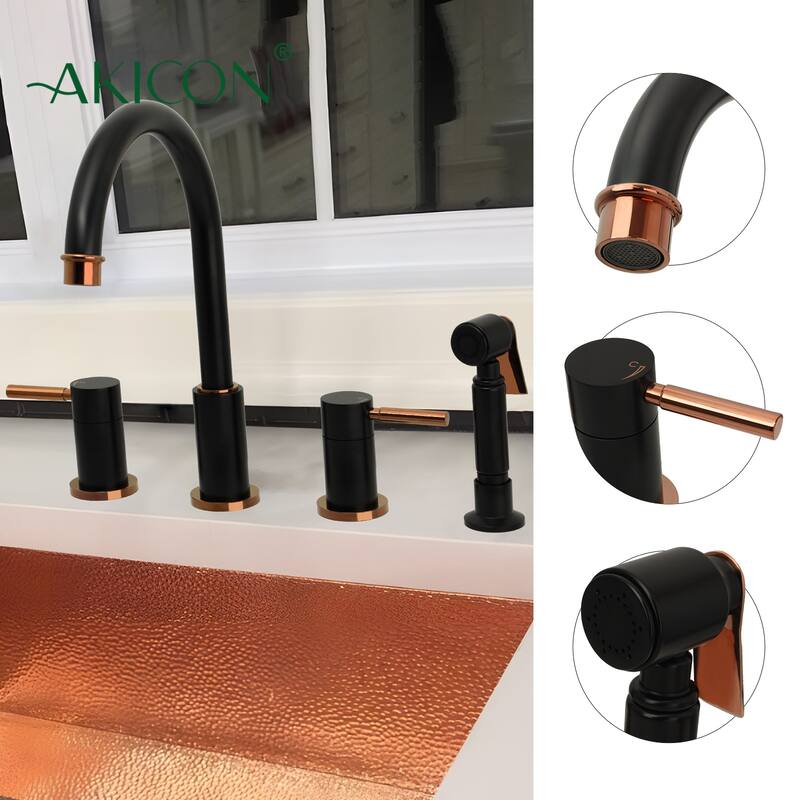 Two-Handles Widespread Kitchen Faucet with Side Sprayer