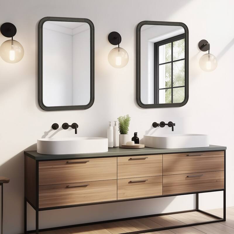 Pine Wooden Framed Standard Farmhouse Style Rectangle Wall Mirror