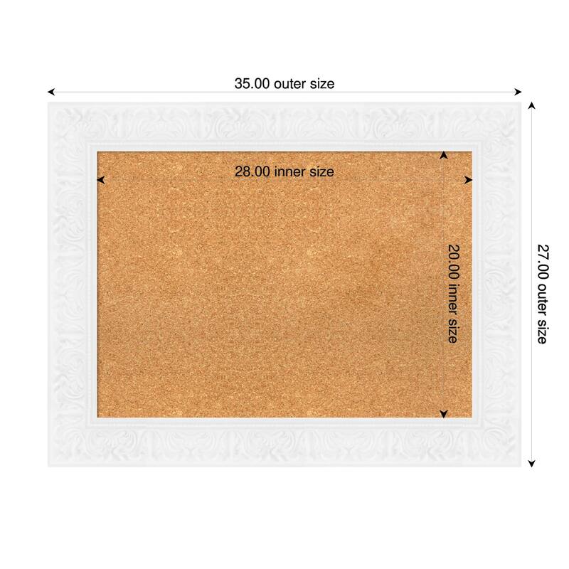 Luxe White Framed Cork Board - Bulletin Board, Organization Board, Pin Board - Natural - 35 x 27 in