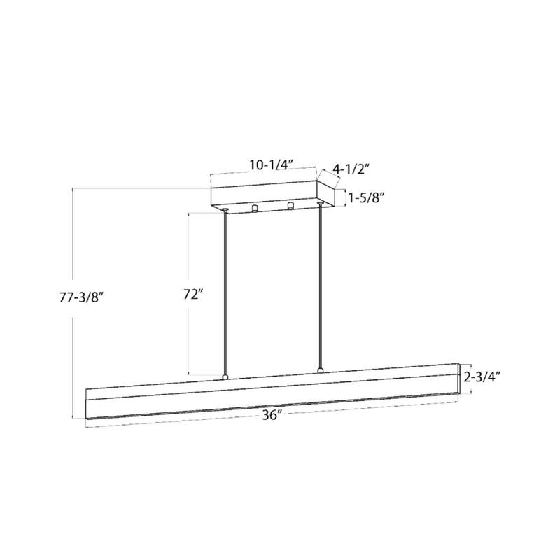 36"w 1-Light Linear Bar Ribbon LED Kitchen Island Light Brushed Nickel Finish Acrylic Shade