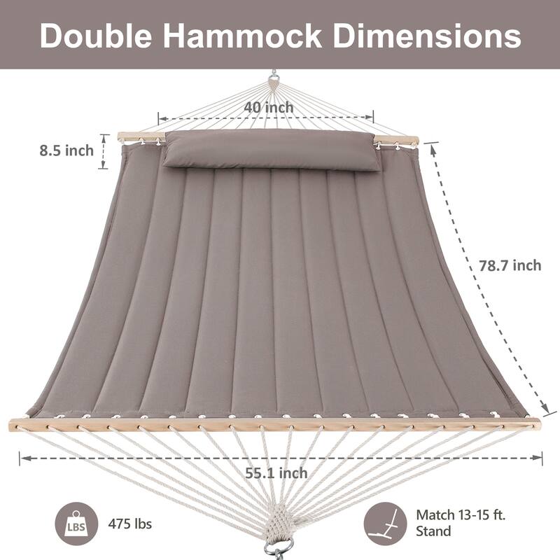 Outdoor Portable 2 Person Hammock with Spreader Bar - 78.7*55.1