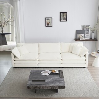 GDFStudio - Thaddeus Three-Seater Chenille Modular Sofa with Arm and Toss Pillows