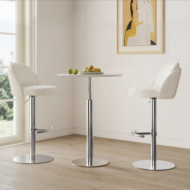 Spruce & Spring Joseph Modern Adjustable Swivel Counter Bar Stools with Back and Arched Footrest