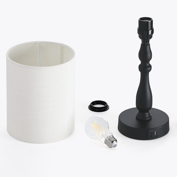 dimmable linen table lamp usb a usb c charging ports - Mexico