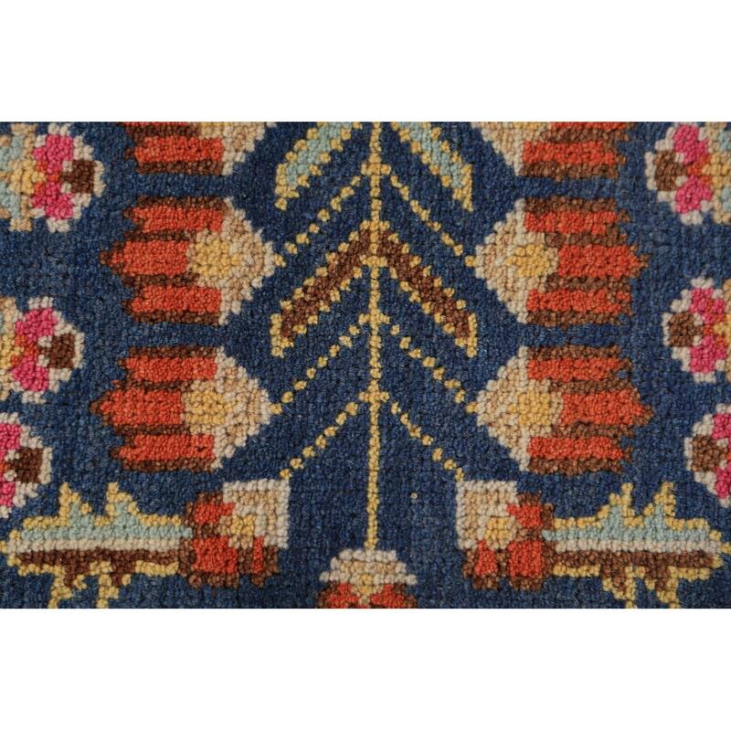All-Over Blue Oushak Indian Foyer Rug Hand-Knotted Wool Carpet - 3'1"x 5'0"