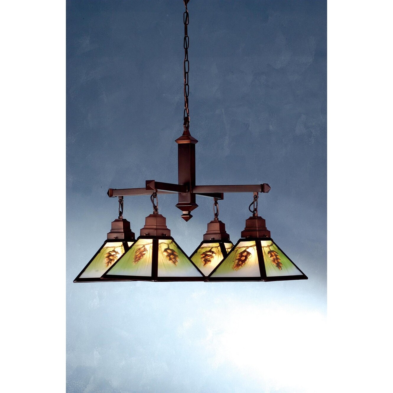 Meyda Tiffany 73969  Stained Glass / Tiffany 4 Light Down Lighting Chandelier from the Pinecones Collection - Chandeliers For Bedrooms by Overstock.com