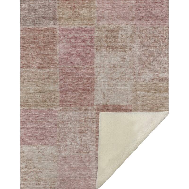 Premium Machine Washable Vintage Patchwork Sherpa Throw Blanket