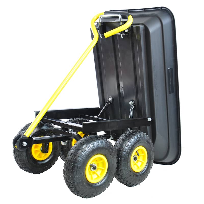 Folding Wagon Poly Garden Dump Cart with Sponge Hand-holder