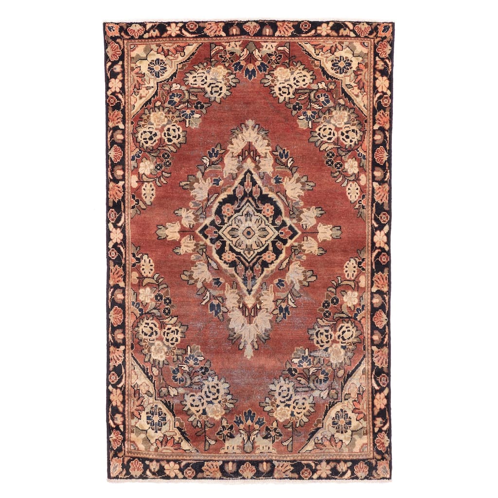 ECARPETGALLERY Hand-knotted Antalya Vintage Dark Copper Wool Rug - 4'1 x 6'7