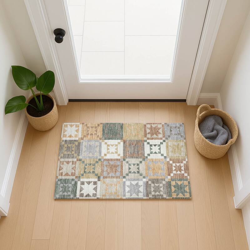 Machine Washable Indoor/ Outdoor Modern Newton Chantille Rug