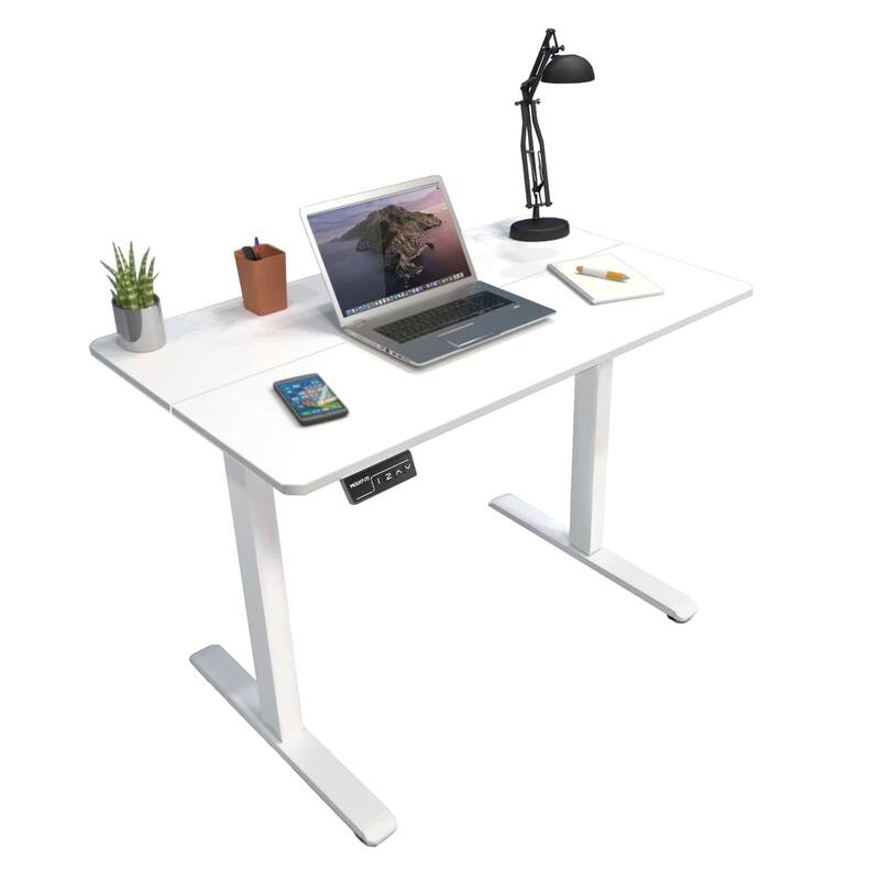 Mount-It! 48"W Electric Rectangular Adjustable Standing Desk, White (MI-8037)