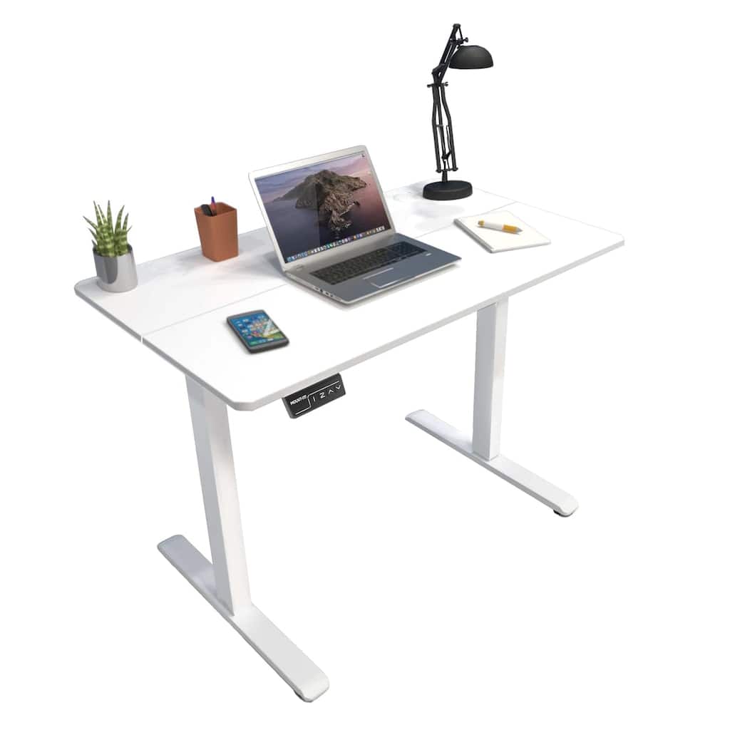 Mount-It! 48"W Electric Rectangular Adjustable Standing Desk, White (MI-8037)
