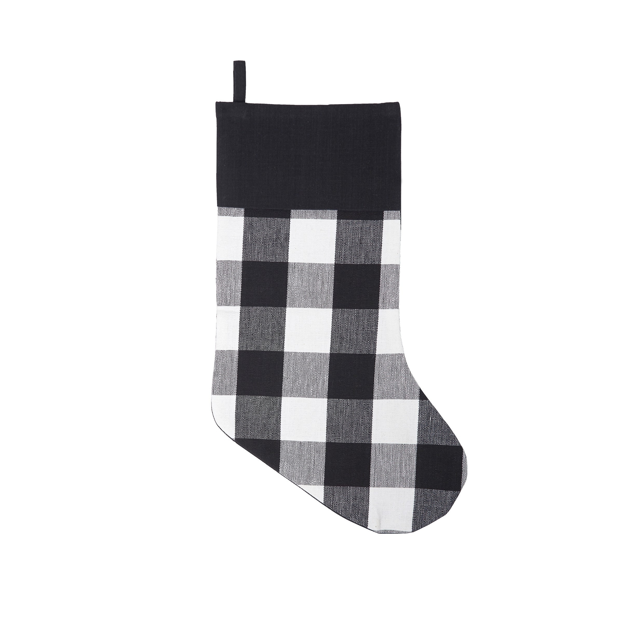 20" Franklin Black & White Plaid Hanging Large Christmas Stocking