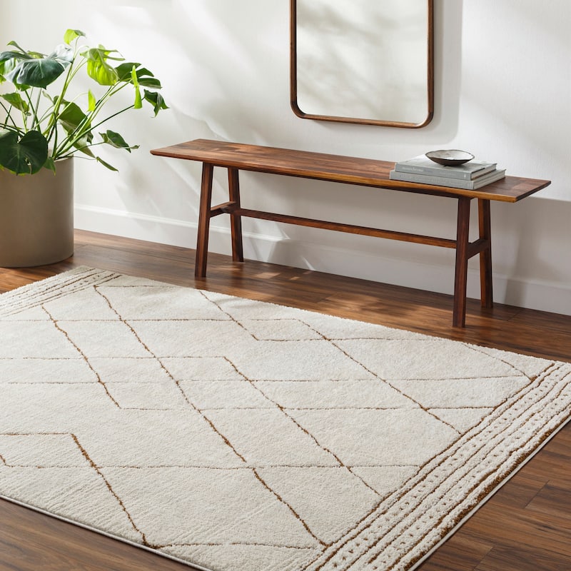 Livabliss Freud Moroccan Diamond Area Rug - Burnt Orange/Cream - 9' 2" x 12'