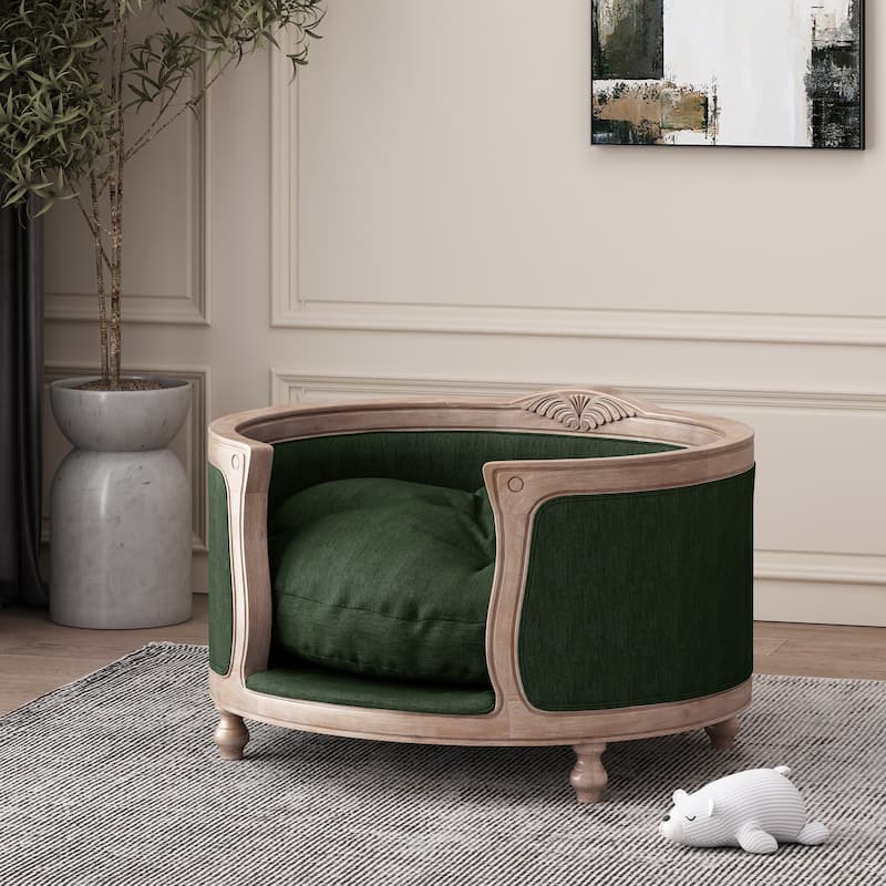 Gilmanton Upholstered Medium Pet Bed by Christopher Knight Home - Antique + Pine