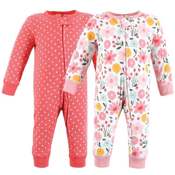 slide 1 of 1, Hudson Baby Infant Girl Cotton Sleep and Play, Floral 0-3 Months - Floral