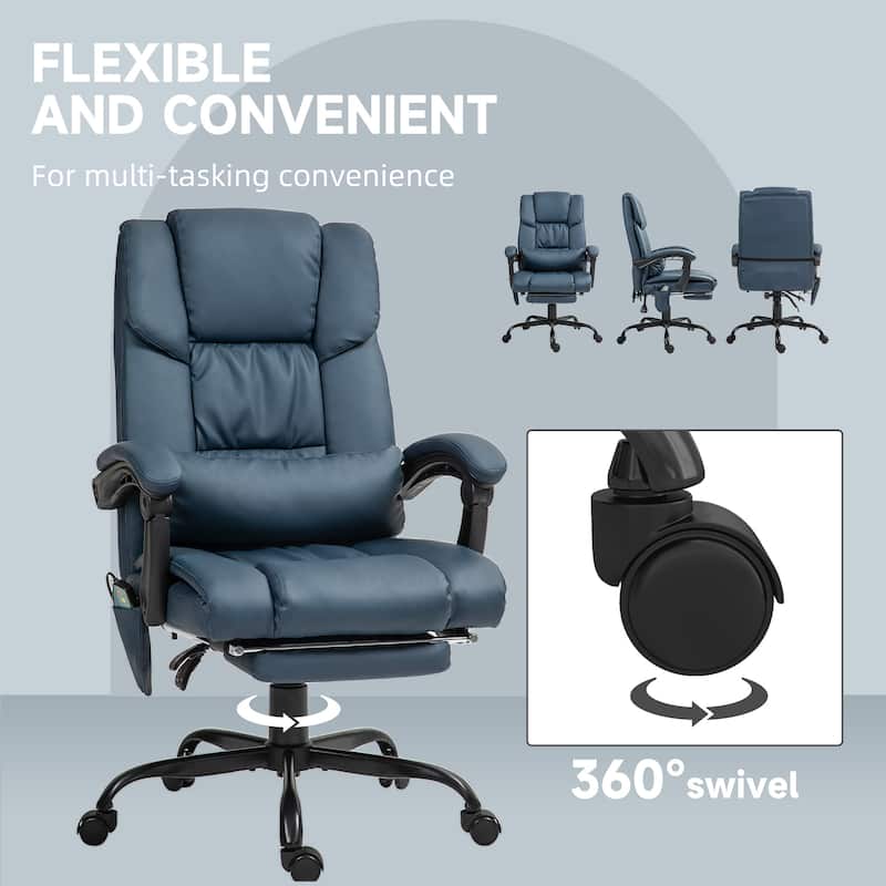 Vinsetto Office Desk Chair Recliner, Height Adjustable Movable Lumbar Support with 6-Point Vibrating Massage