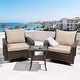 preview thumbnail 1 of 7, Nuu Garden 3-Piece Patio Wicker Conversation Set with Swivel Chairs, Zippered Cushions Brown