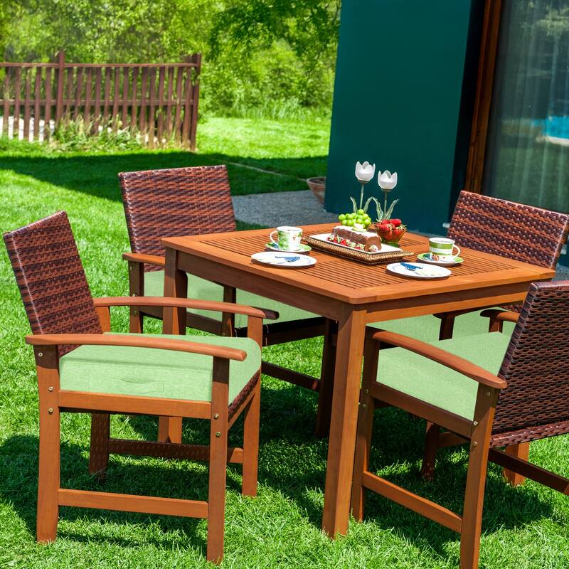 Aoodor Patio Chair Cushions Set of 2, Water Resistant Outdoor Seat Cushions with Handle and Ties, Square Corner Cushions