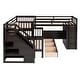 preview thumbnail 36 of 43, L-Shaped Triple Bunk Bed with Stairs, Retractable Desk, Storage Drawers and Wardrobe, Twin & Twin Over Full Bunk Bed for 3