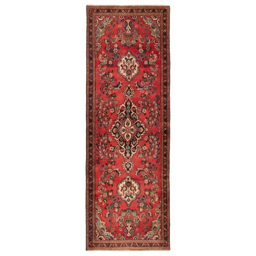 ECARPETGALLERY Hand-knotted Andelz Red Wool Rug - 3'4 x 9'8