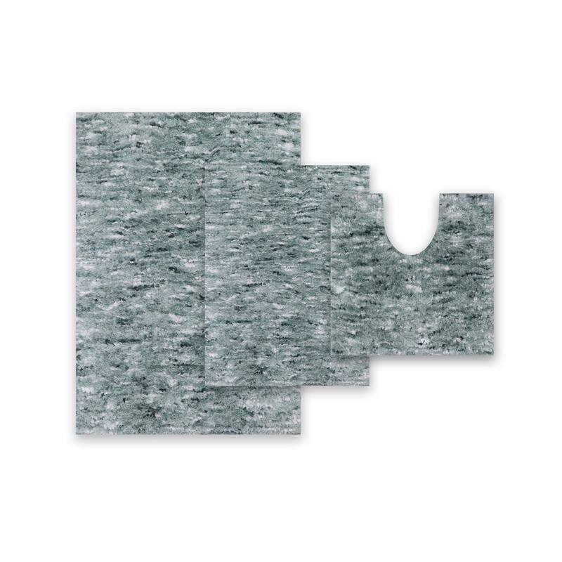 Home Weavers Cloud Comfort 100% Microfiber Bathroom Rug, Non Slip Bath Mat Water Absorbent Soft Microfiber Shaggy Mat - 3 PC Set - 17"x24", 21"x34", 20"x20" - Green